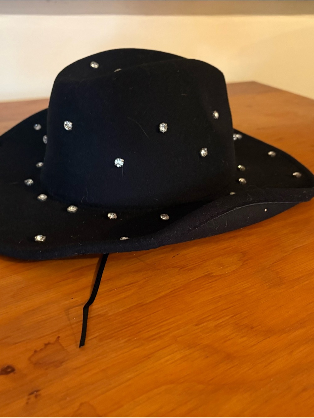 Black Rhinestone Embellished Women’s Felt Cowboy Hat